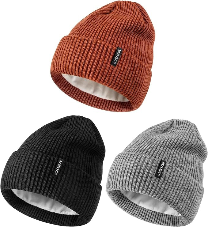 MSDC Beanies Women 3 Pack, Winter Hats for Women Men Fleece Lined Knit Warm Thermal for Cold Weat... | Amazon (US)