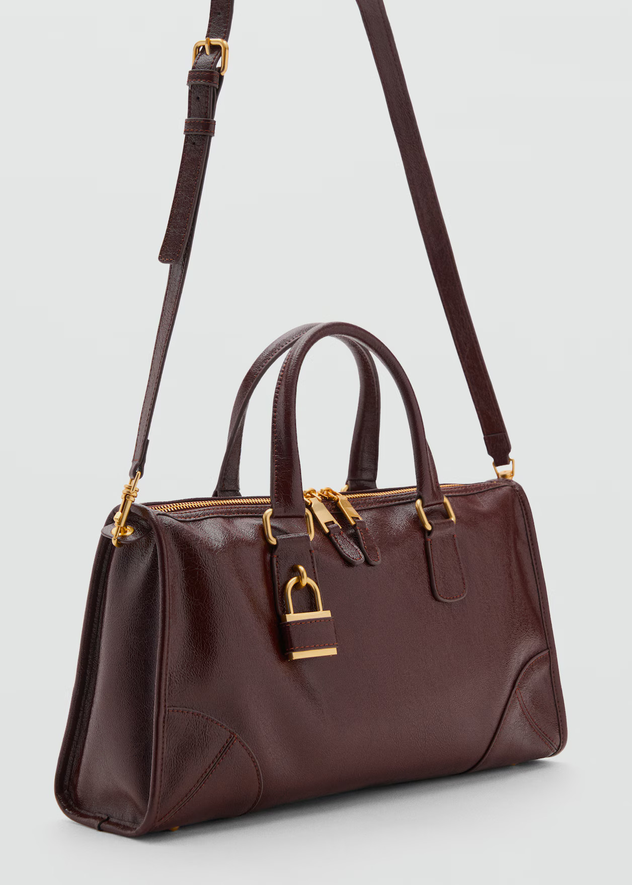 Shiny handbag with handles - Women | MANGO USA | Mango (US/MX/AU)
