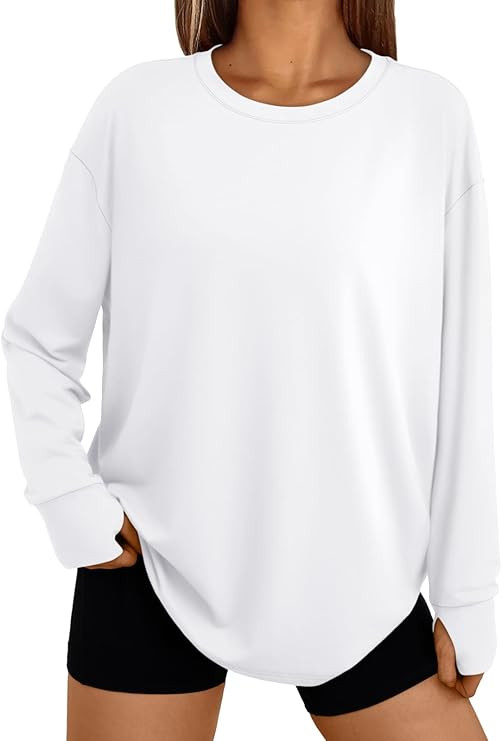 Trendy Queen Womens Oversized T Shirts Fall Thumb Hole Long Sleeve Workout Tops Fashion Plus Size... | Amazon (US)