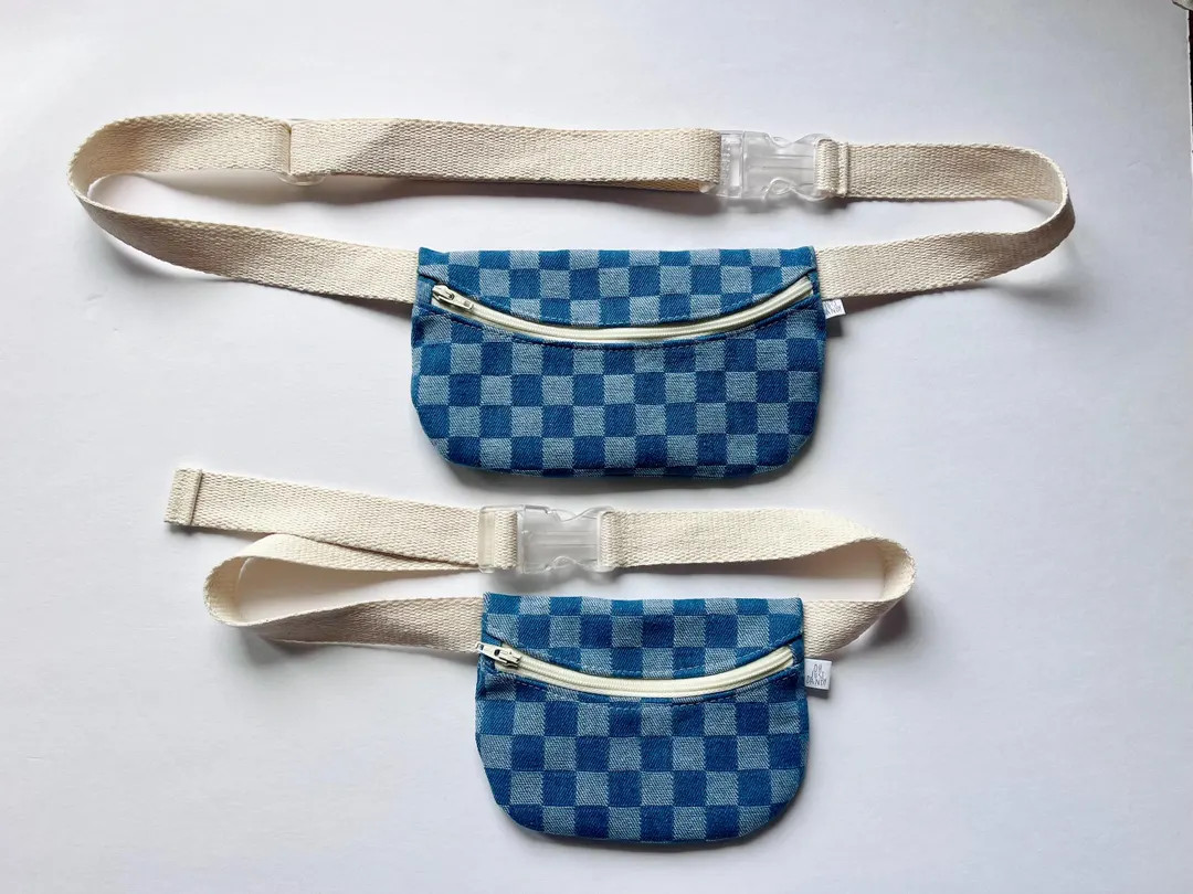 Mommy n Me Treasure Pouch in Checkerboard Denim | Etsy (US)