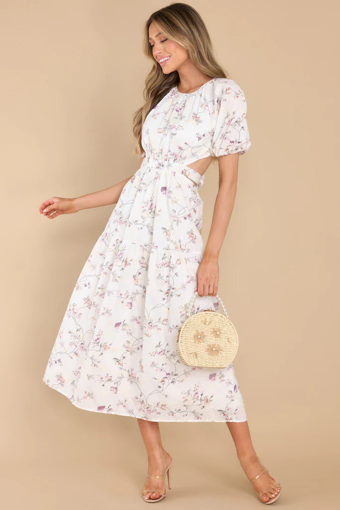 Daytime Ventures Ivory Floral Print Maxi Dress | Red Dress 