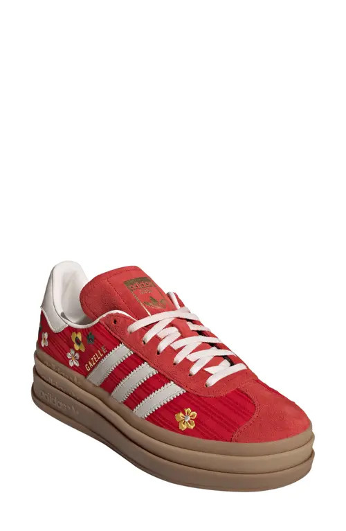 adidas Gazelle Bold Platform Sneaker in Scarlet/off White/yellow at Nordstrom, Size 8.5 | Nordstrom