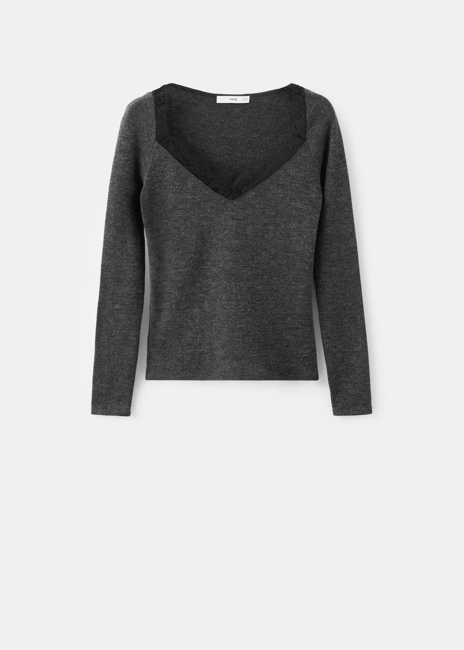 Lace-trimmed scoop-neck top | Mango (US/MX/AU)