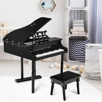 30-Key Kids Wooden Keyboard Mini Grand Piano with Stool Musical Instrument Toy | ManoMano UK