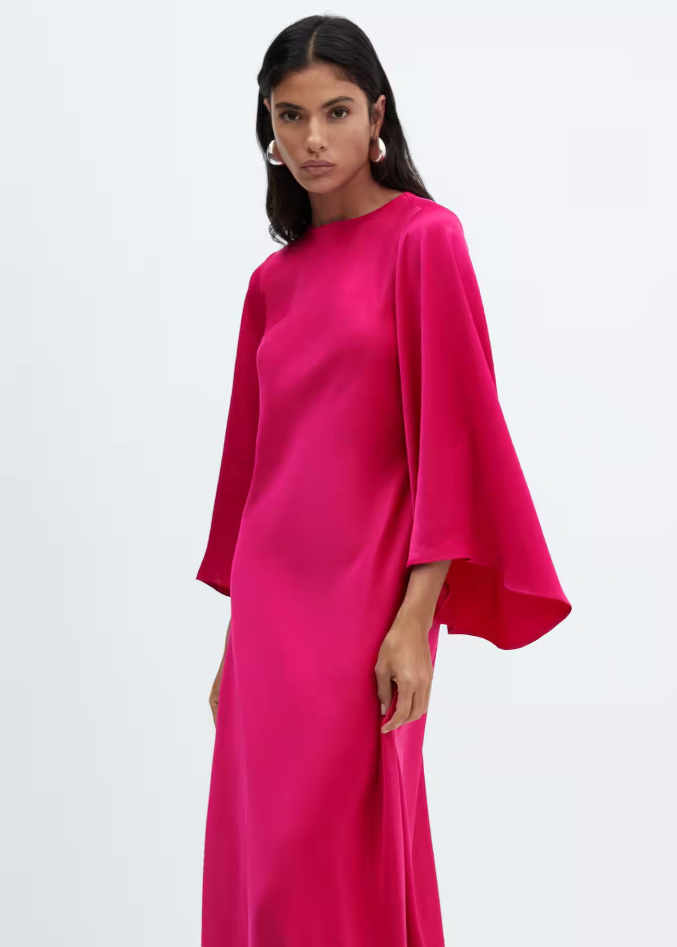 Flared-sleeve satin dress -  Women | Mango USA | MANGO (US)