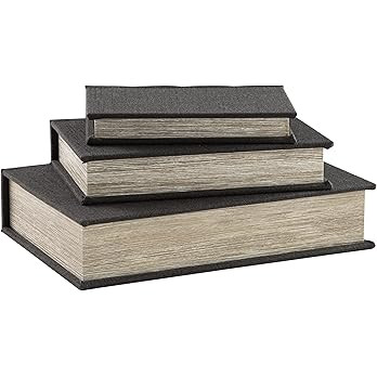 Signature Design by Ashley Jolina Vintage 3 Piece Faux Book Keepsake Storage Box Set, Black | Amazon (US)