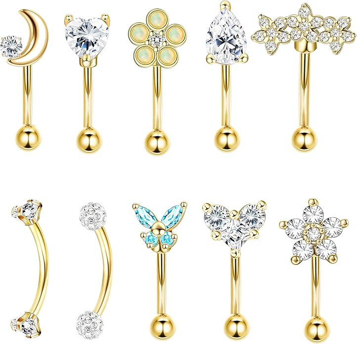 THUNARAZ 16G Rook Daith Earrings for Women Surgical Steel 6mm Eyebrow Rings Inlaid CZ Opal Turquo... | Amazon (US)