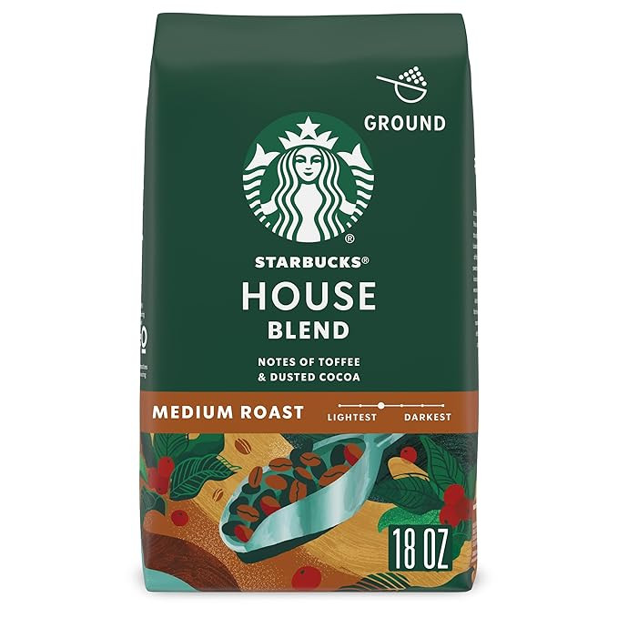 Starbucks Ground Coffee, Medium Roast Coffee, House Blend, 100% Arabica, 1 bag (18 oz) | Amazon (US)
