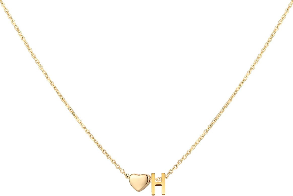 Glimmerst Initial Heart Necklace,18K Gold Plated Stainless Steel Tiny Heart Letter Necklace Perso... | Amazon (US)