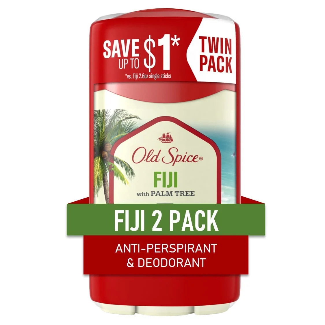 Old Spice Antiperspirant Deodorant for Men Fiji, 2.6 oz Twin Pack - Walmart.com | Walmart (US)