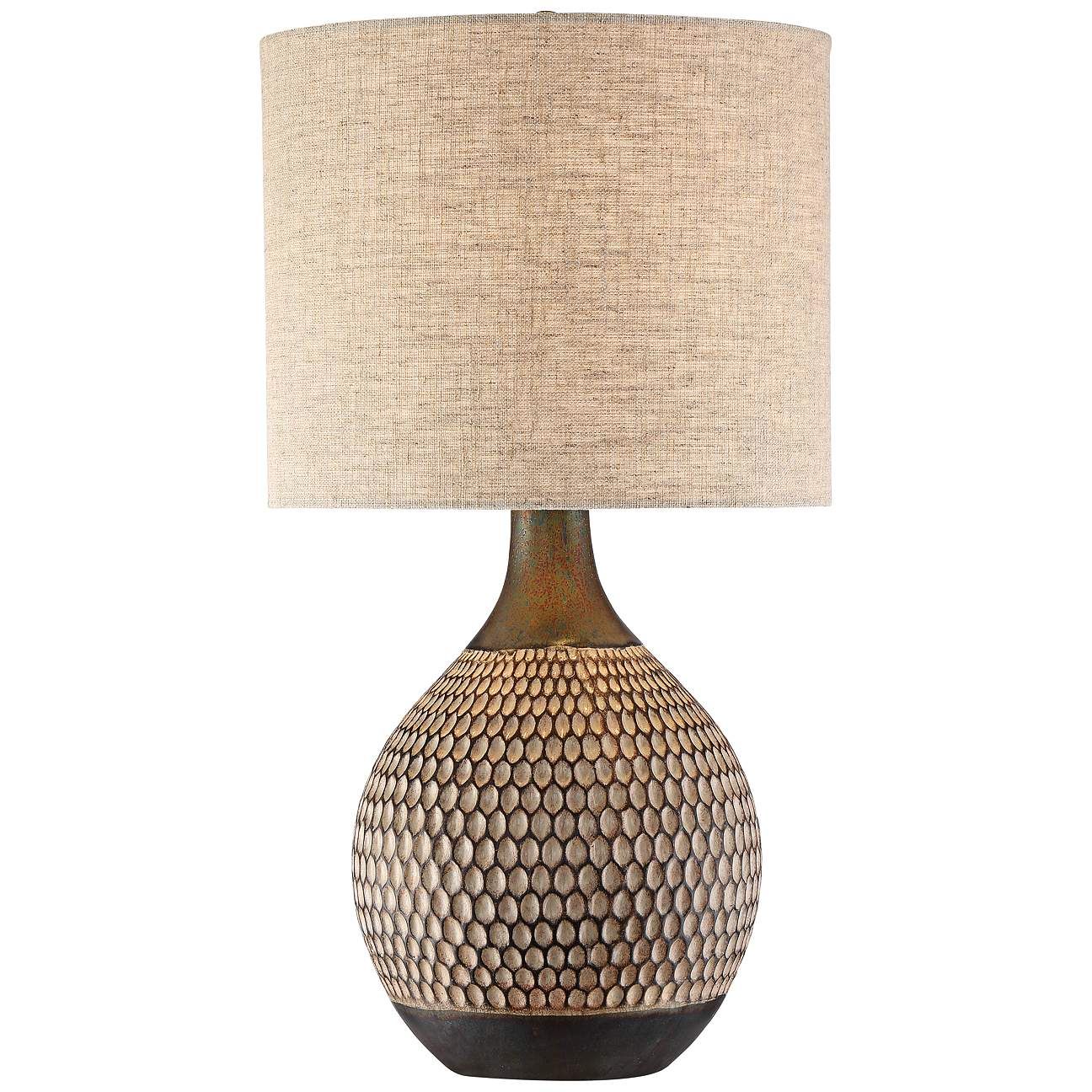 Emma Brown Ceramic Mid-Century Table Lamp with Table Top Dimmer | Lamps Plus