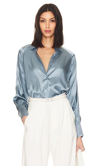Oana Silk Shirt in Blue Slate | Revolve Clothing (Global)
