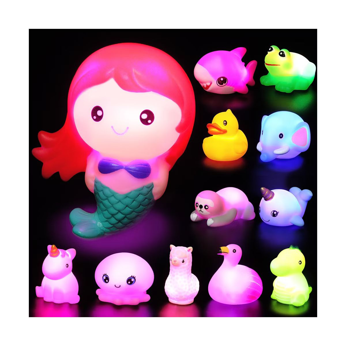 JOYIN  12pcs Light up Bath Toys 2.5inch Bathtub Mermaid Toy Baby Bathtime Floating Rubber Shower ... | Target