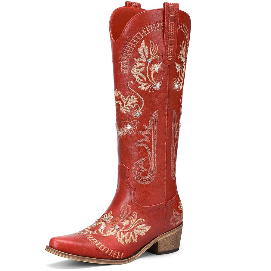 Lumeheel Cowboy Boots for Women - Knee High Western Cowgirl Boots, Sparkly Rhinestone Retro Count... | Amazon (US)