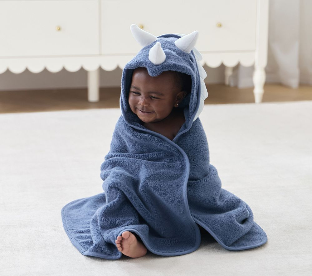 Super Soft Dino Baby Hooded Towel & Washcloth Set | Pottery Barn Kids