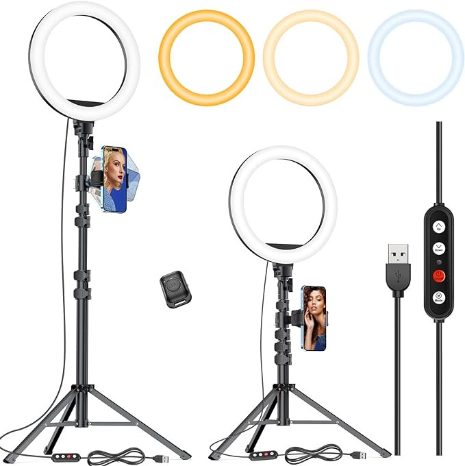Kaiess 10.2" Selfie Ring Light with 65" Adjustable Tripod Stand & Phone Holder for Live Stream/Ma... | Amazon (US)