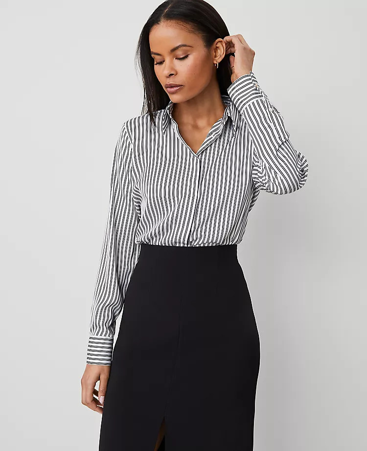 Striped Slim Fit Shirt | Ann Taylor