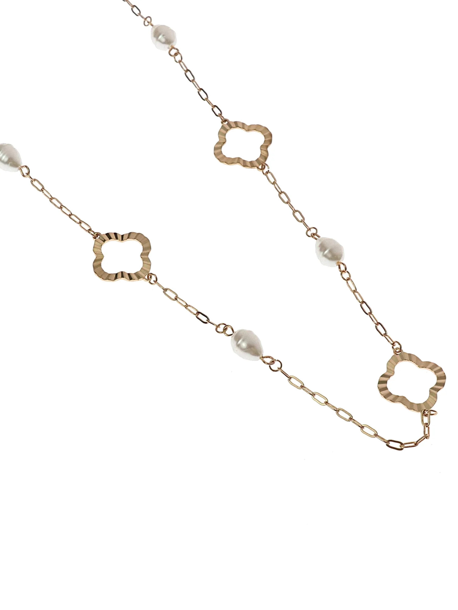 Time and Tru Woman's Stationed Pearl Necklace, Gold | Walmart (US)