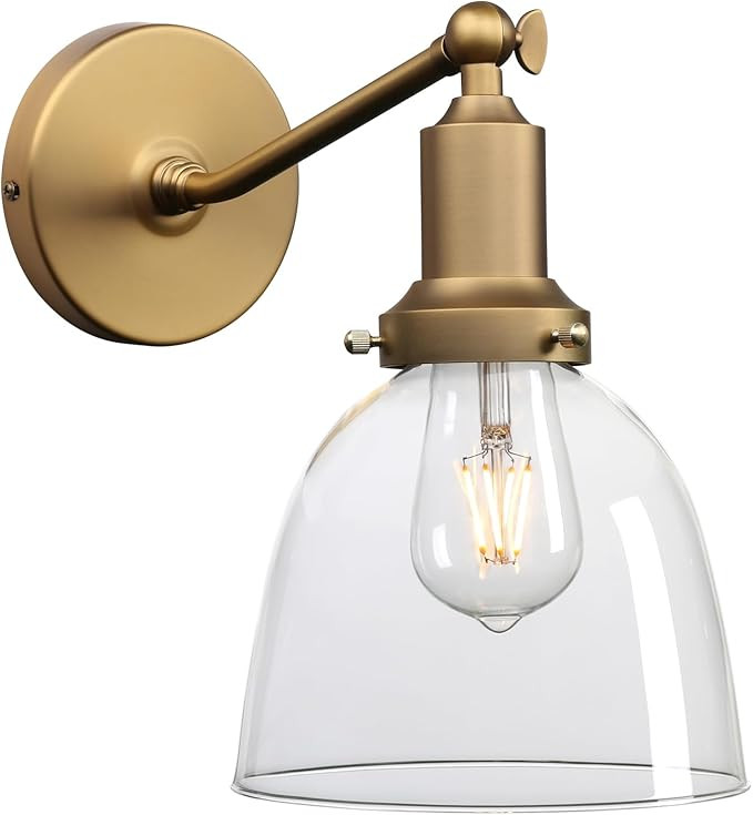 PERMO Industrial Vintage Slope Pole Wall Mount Single Sconce with 6.7" Oval Dome Clear Glass Shad... | Amazon (US)