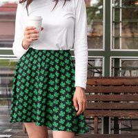 Four Leaf Clover Skater Skirt, St Patricks Day Skirt Women, Irish Shamrock Saint Running Pattys Outf | Etsy (US)