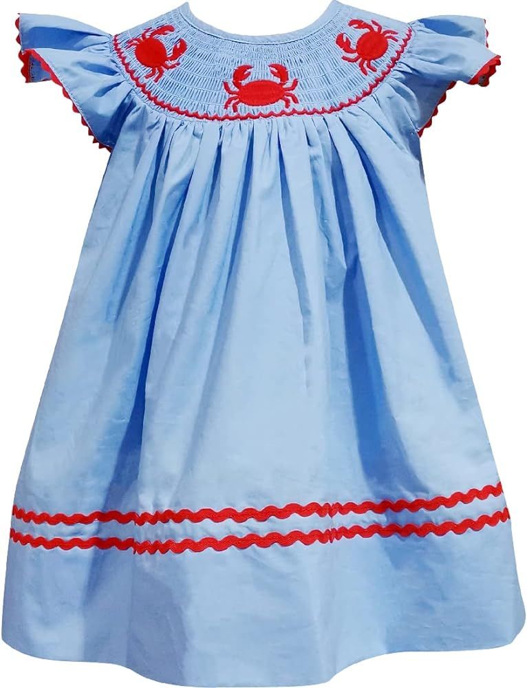 Baby Girls July 4th Independence Memorial Day Patriotic Red White Blue Embroidery Machine Smocked... | Amazon (US)