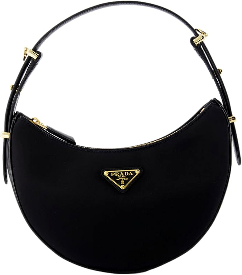 Prada Womens Arqué Re-Nylon and Brushed Leather Small Black Shoulder Bag 1BC194 | Amazon (US)