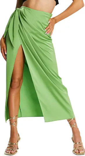Satin Sarong Wrap Midi Skirt | Nordstrom