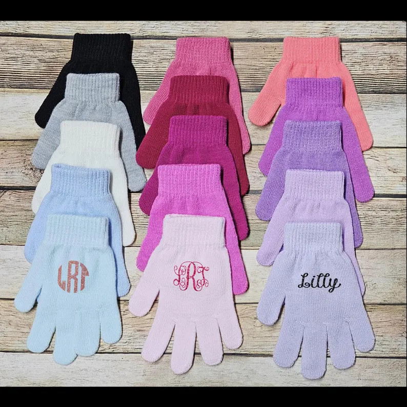 Kids Monogram Personalized Gloves Winter Gloves Choose Color Gloves Girl Gloves - Etsy | Etsy (US)