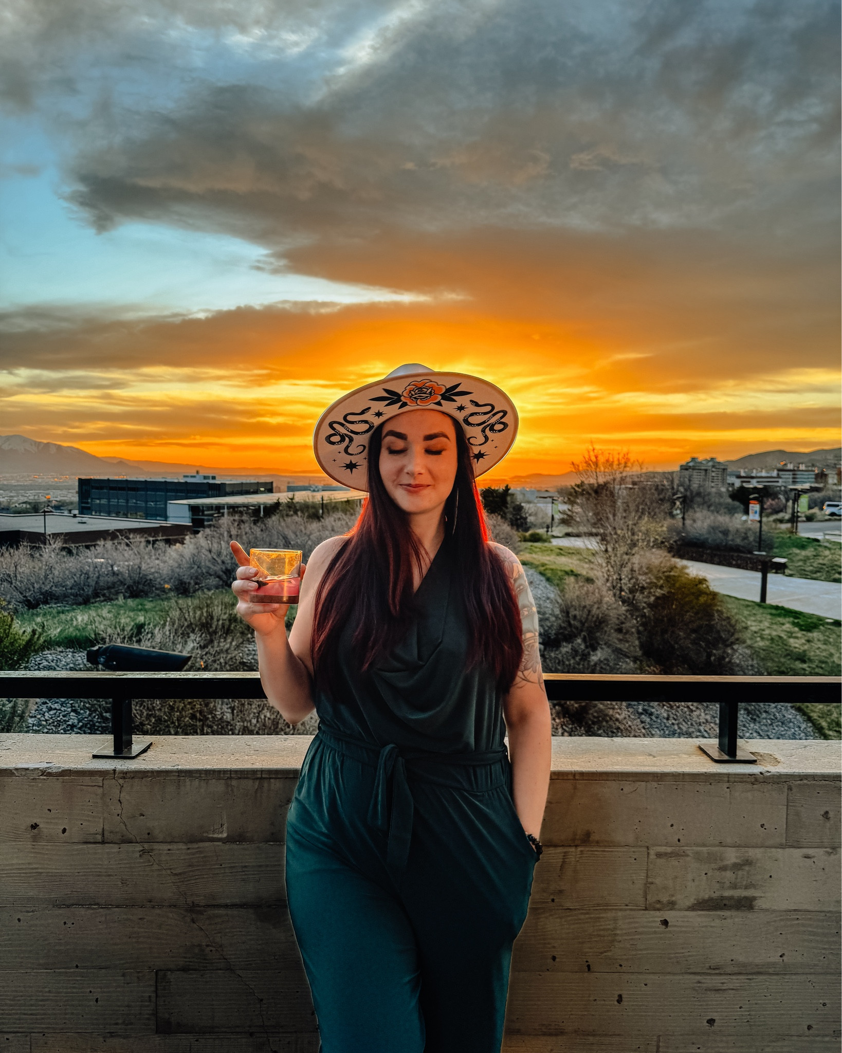 Cocktail party outfit! I was so excited to wear this amazing floral western rancher hat with this green halter jumpsuit. Shoe choice was this white western booties. 🤍 The outfit received so many compliments!

#LTKTravel #LTKParties #LTKFestival