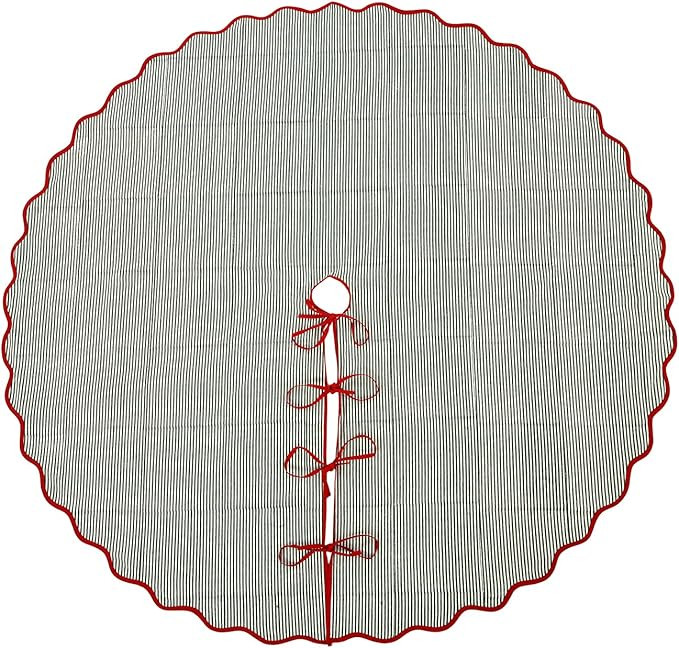 Ridhi Green Stripe with Red Hand Block Printed Christmas Tree Skirt 40'' Inch Cute Boho Decorativ... | Amazon (US)