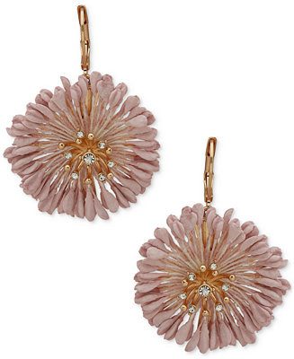 lonna & lilly Gold-Tone Crystal & Gypsum Flower Drop Earrings - Macy's | Macy's