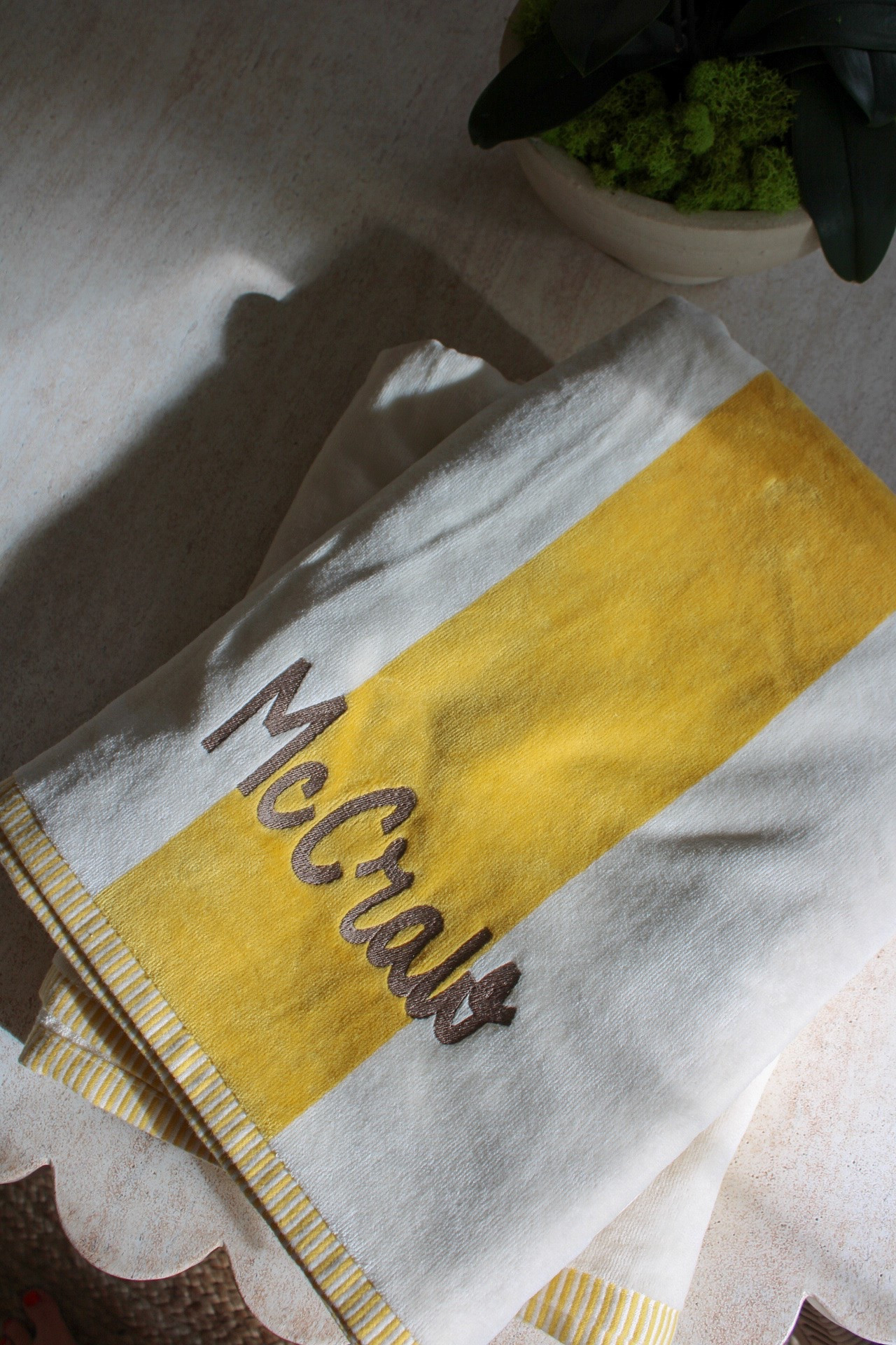 The best beach towel from Target! I had a local business embroider them for us! I love how large and soft these towels are. We have them in green and blue too! ☀️

#LTKmomlife #LTKdayinmylife #LTKSwim