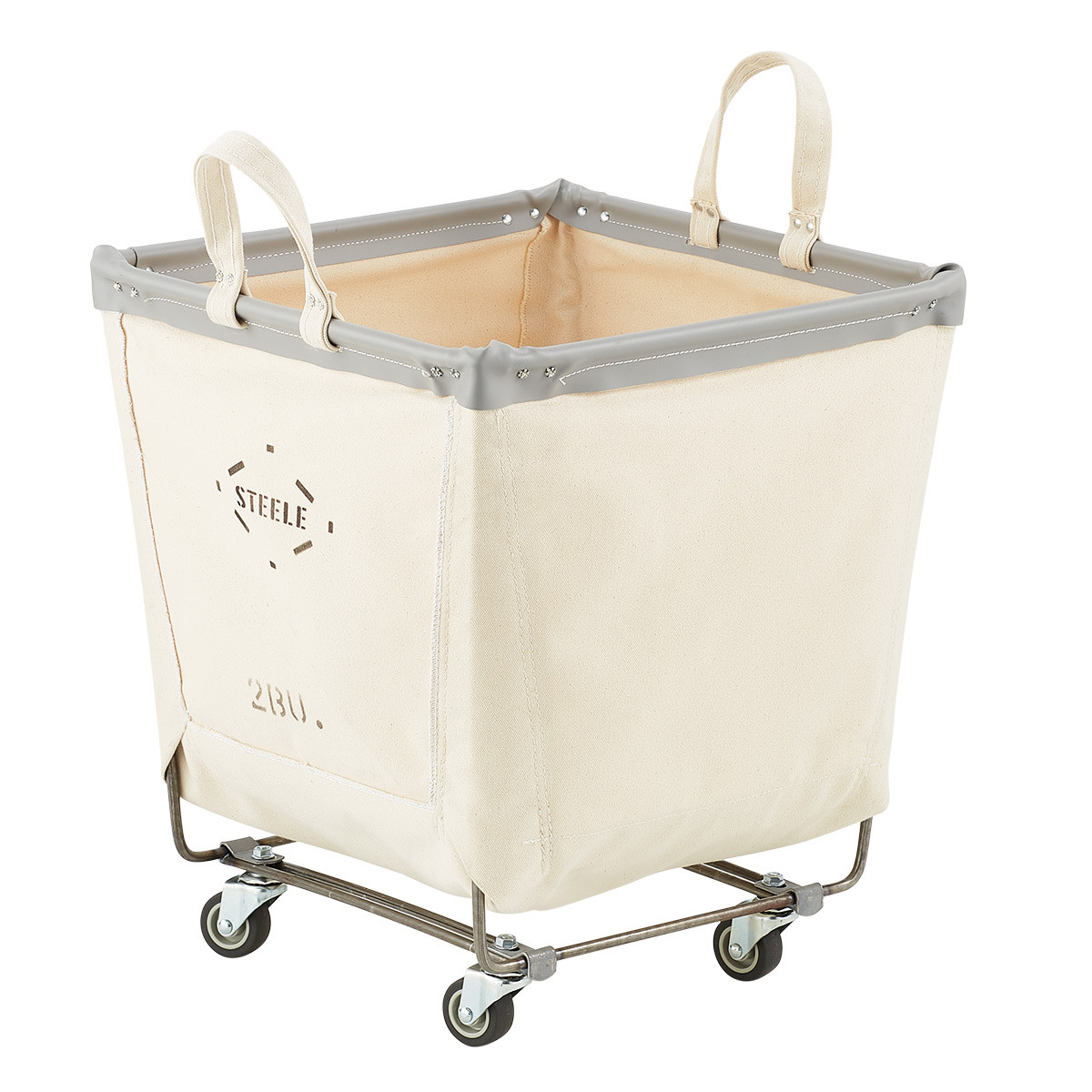 Steele Canvas Square Laundry Cart Natural/Grey | The Container Store
