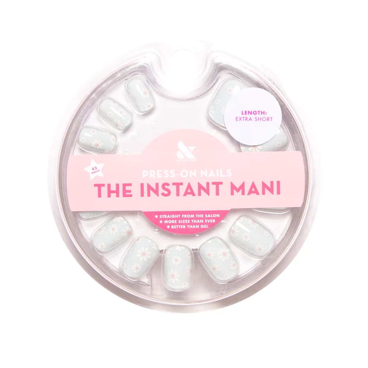 Olive & June Instant Mani Squoval Extra Short Press-On Nails, Blue Flower Shower, 42 Pieces | Walmart (US)