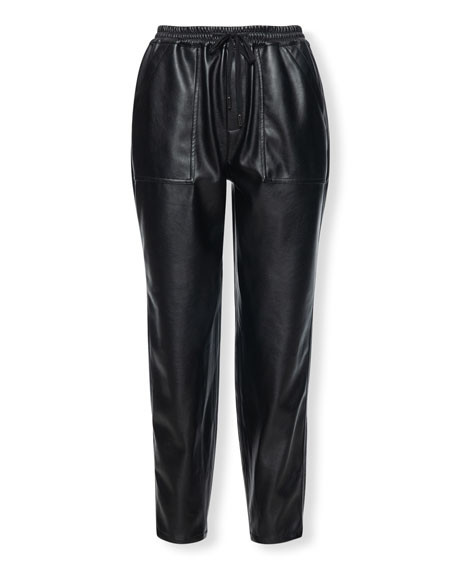 No Guidance Faux-Leather Jogger Pants | Neiman Marcus