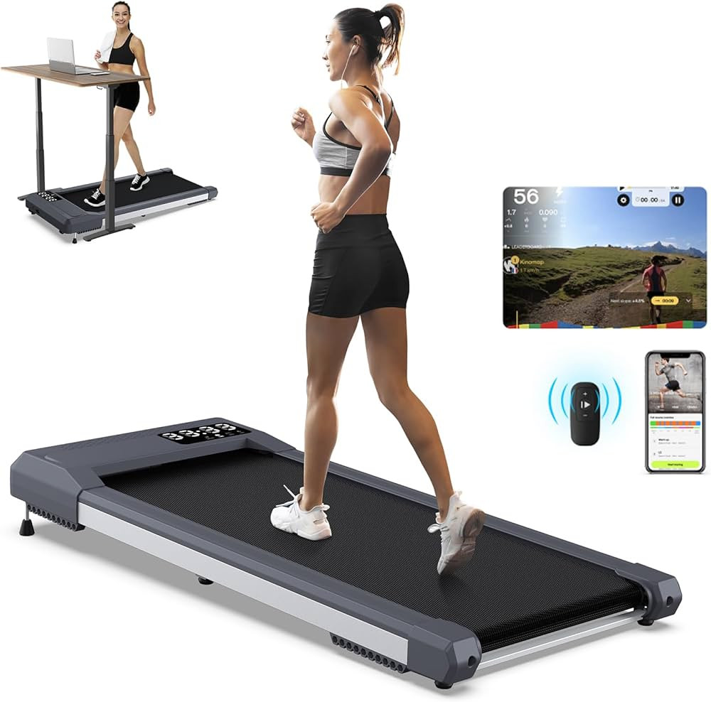 12% Incline Walking Pad Treadmill 340 lb Capacity, Under Desk Treadmill for WFH, Voice Controlled... | Amazon (US)