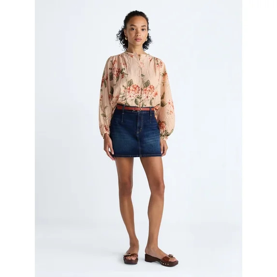 Scoop Women’s Blouson Sleeve Shirt, Sizes XS-4X | Walmart (US)