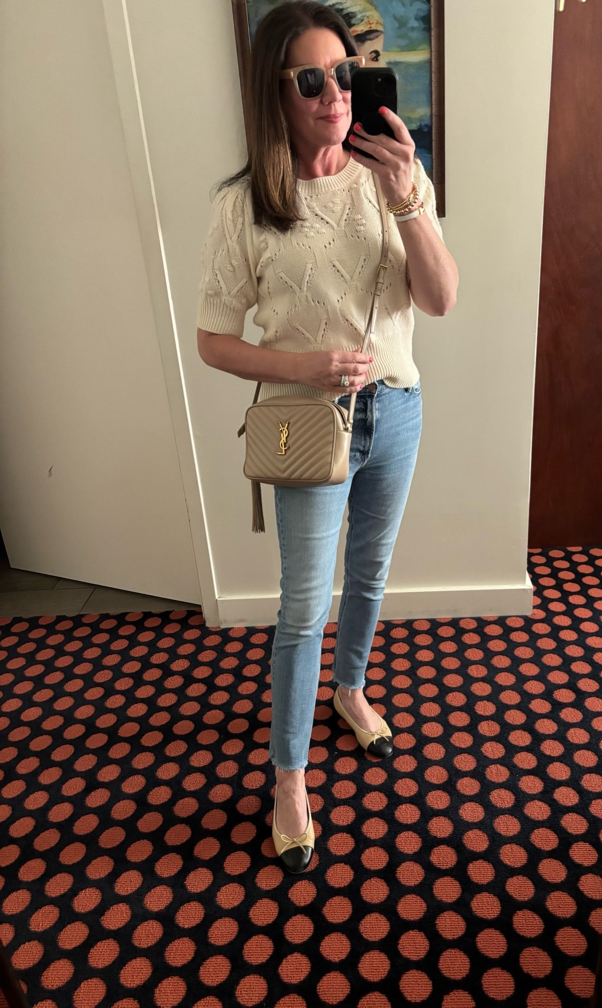 I’ve linked a bunch of short sleeve sweaters, similar to this one! They’re perfect for warmer spring days. Pair with jeans and ballet flats or sneakers for an easy all-day look!