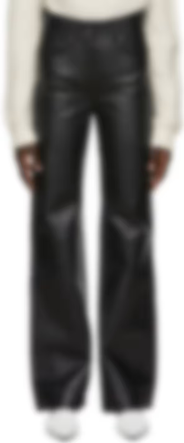 Black Buffed Leather Aisha Pants | SSENSE