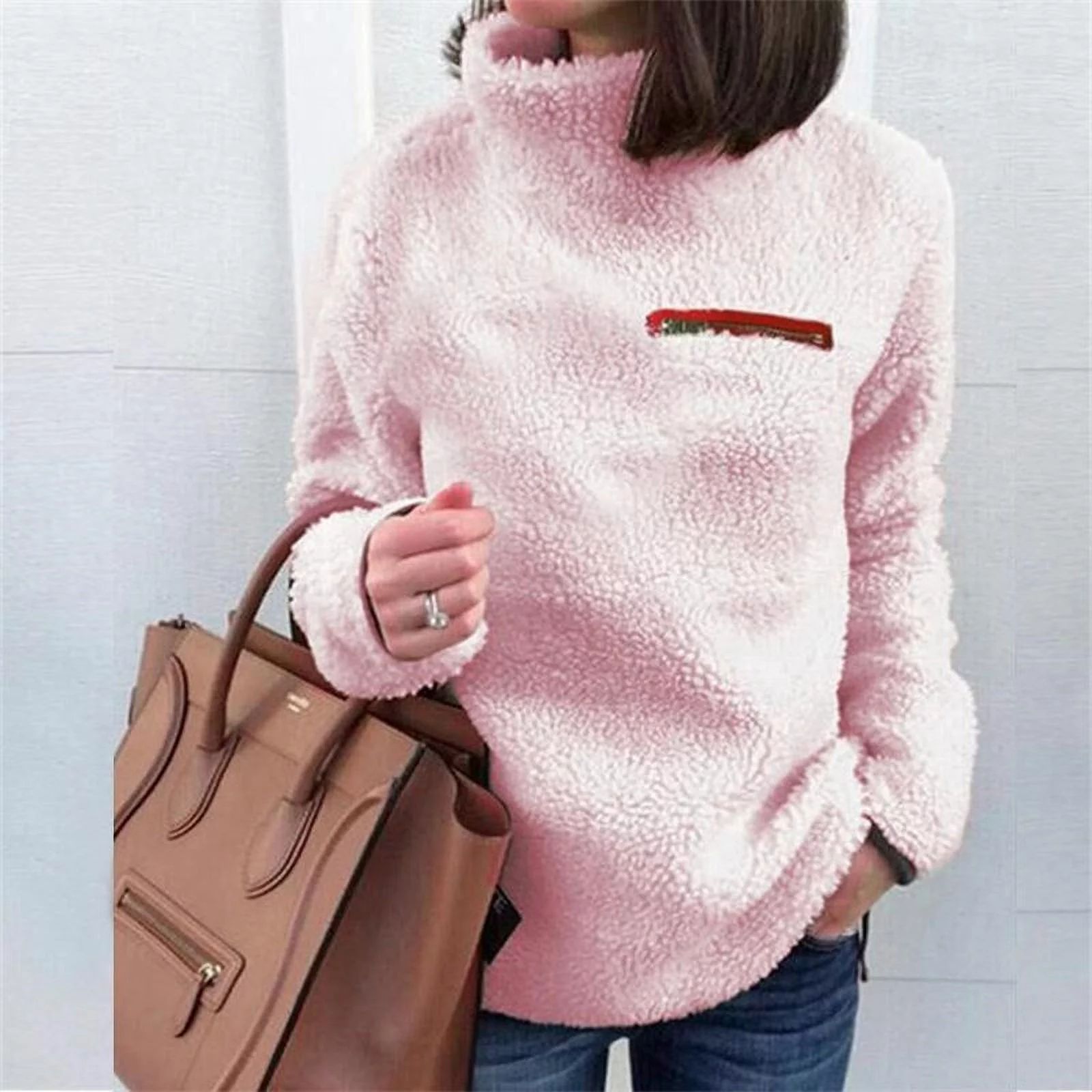 Homgood Plus Size S-5XL Turtleneck Sweaters for Womens Winter Fleece Pullovers Ladies Coat Sherpa... | Walmart (US)