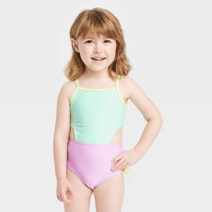 Toddler Girls' One Piece Swimsuit - Cat & Jack™ Green | Target