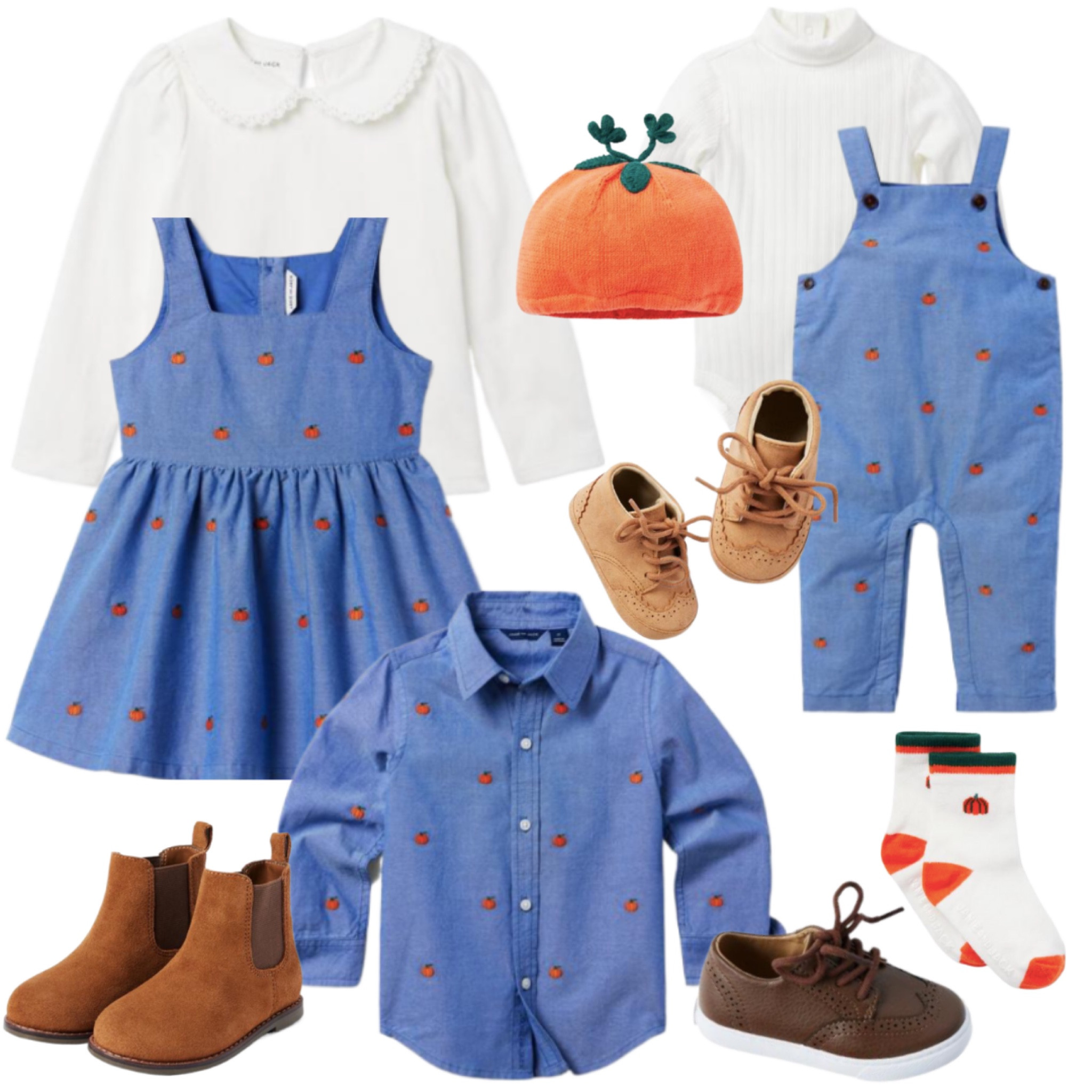 Pumpkin picking for the whole family! Coordinating styles for siblings! 🎃 #pumpkins #pumpkinpicking #brother #sister #chambray 

#LTKkids #LTKbaby #LTKSeasonal