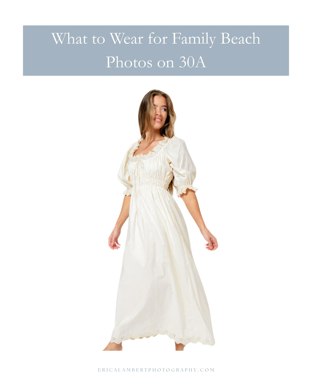 Classic cream maxi dress that is perfect for family photos, beach photos, and timeless motherhood style.

I love recommending dresses like this to my photography clients because the soft cotton fabric, eyelet texture, and flowy silhouette photograph beautifully. 

The neutral cream color works effortlessly with coordinating outfits for dads and kids, making it an easy choice for coastal family photos, spring portraits, and vacation sessions.

A timeless grandmillennial style dress that feels feminine, comfortable, and elegant for mothers who want something classic that will still look beautiful in photos years from now.




family photo outfit idea
mom dress for family pictures
coastal family photo outfit
beach family photos outfit
grandmillennial style dress
timeless motherhood style
spring family photos outfit
30a beach photo outfits 

 #LTKSpringSale #LTKSeasonal #LTKTravel