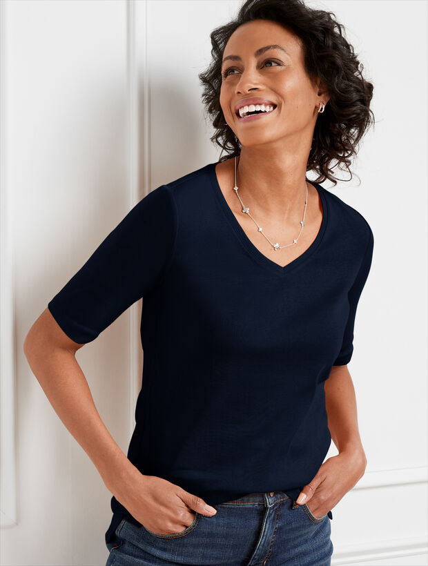 Pima V-Neck  Tee - Solid | Talbots