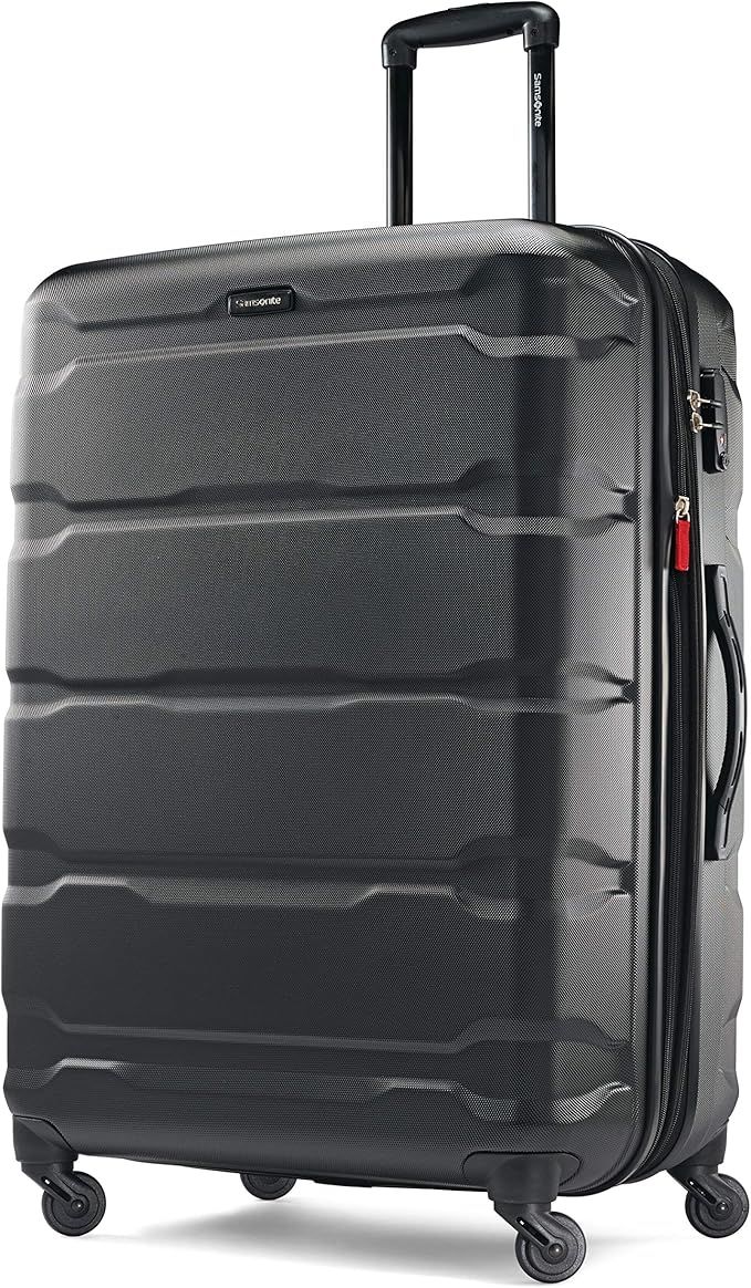 Samsonite Omni PC Hardside Expandable Luggage with Spinner Wheels, Black, Checked-Large 28-Inch | Amazon (US)