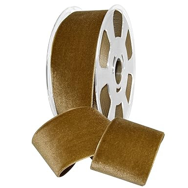 Morex Ribbon Nylon, 2 inches by 11 Yards, Antique Gold, Item 01250/10-533 Nylvalour Velvet Ribbon... | Amazon (US)