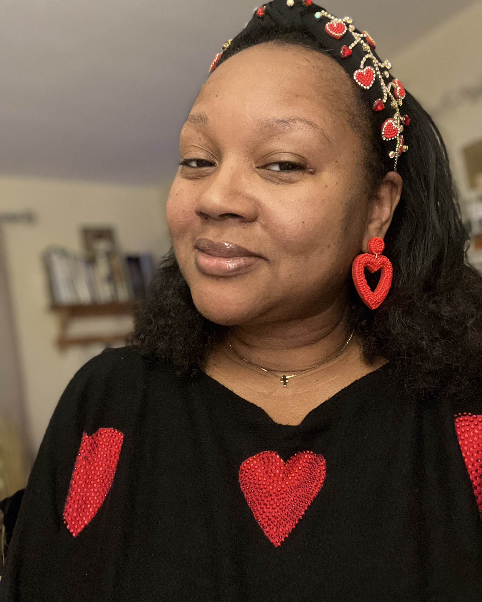 Such a fun heart print sweatshirt for February ❤️ Long sleeve, crew neck, and soft with a lightweight feel, this sweater is a great match to the style I’m wearing and easy to throw on for casual days.

Perfect if you’re looking for a valentines outfit women can wear that’s comfy, cute, and relaxed. Styles well with jeans, shorts, skirts, or leggings for everyday wear, errands, or casual plans. I also linked the headband , earrings, and necklace 🥰

#LTKSeasonal #LTKValentine #LTKMidsize