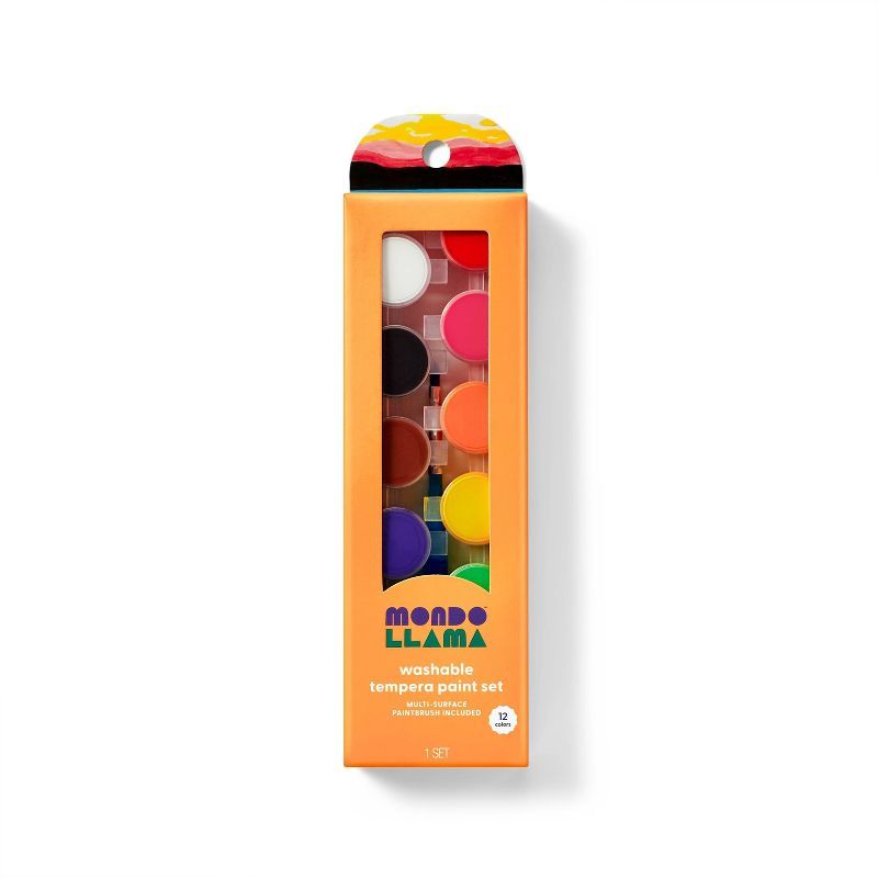 12ct Washable Tempera Paint Set with Paintbrush - Mondo Llama&#8482; | Target