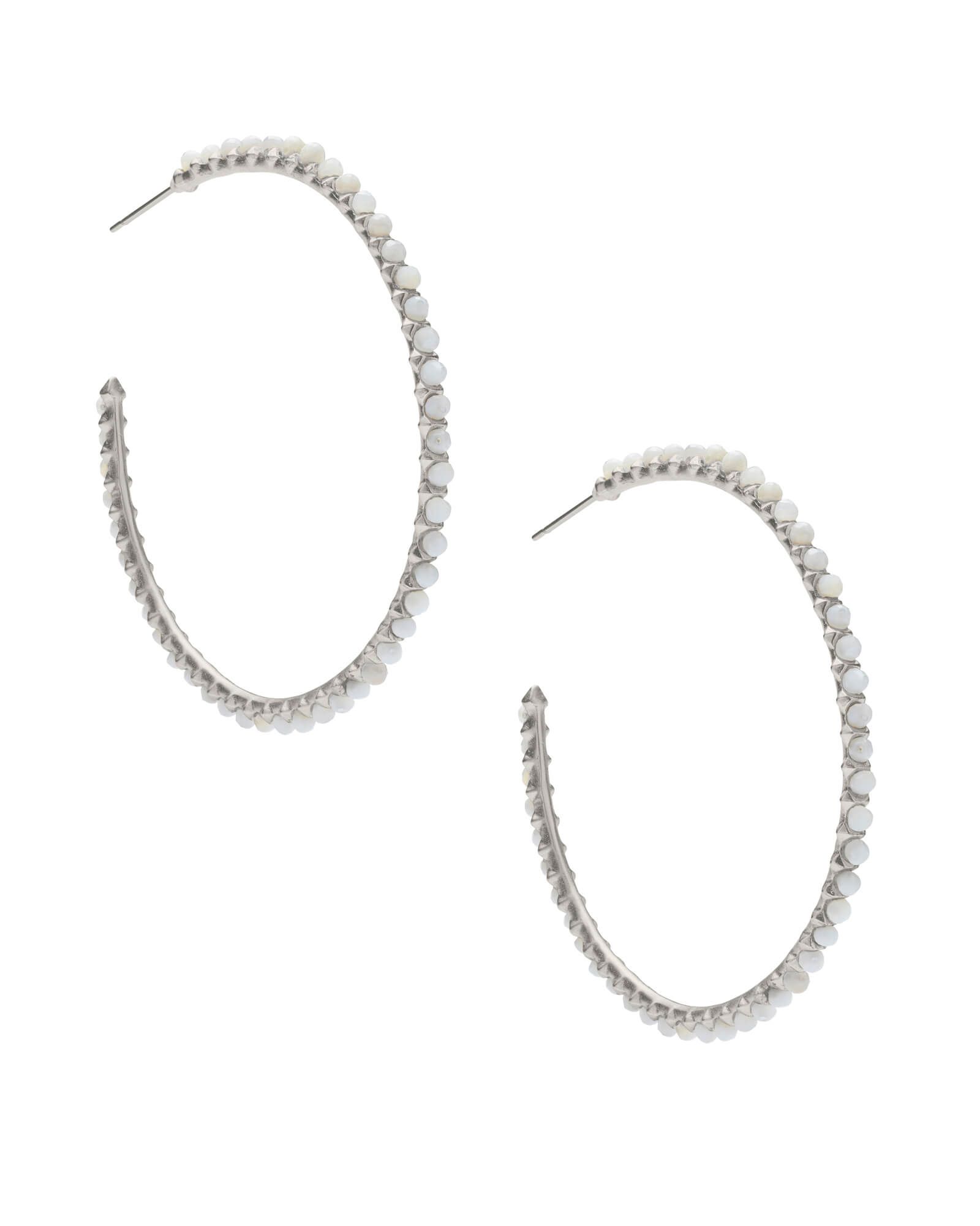 Birdie Silver Hoop Earrings in Ivory Pearl | Kendra Scott