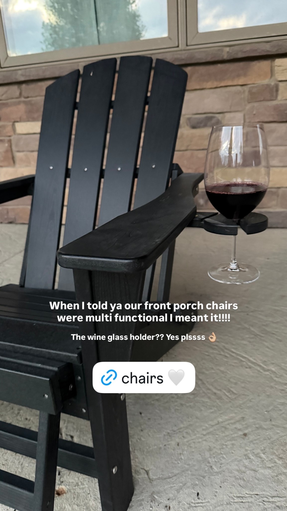 The wine glass holder?? Yes plssss 👌🏼 When I told ya our front porch chairs were multi functional I meant it!!!! @wayfair